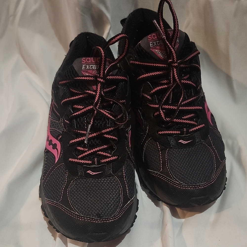 Saucony Black and Pink Athletic Shoes with Breathable Mesh